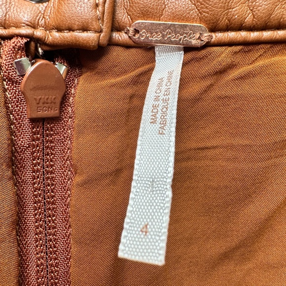 Free People Midnight Magic Mini Skirt Faux Leather Skirt Brown Cognac Size 4 - Picture 5 of 7